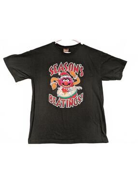 The Muppets Season's Beatings T-Shirt Black Festive Christmas Mens Large